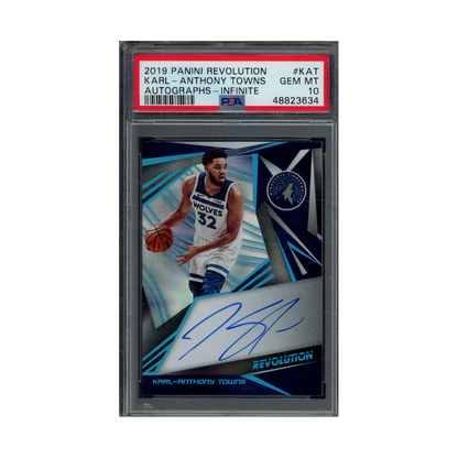 Karl Anthony Towns 2019 Panini Revolution Basketball Auto Infinite /25 PSA 10