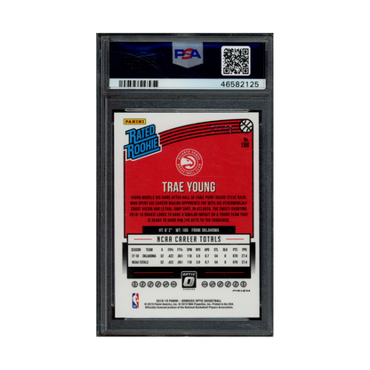 Trae Young 2018 Panini Donruss Optic Basketball Black Velocity /39 PSA 9