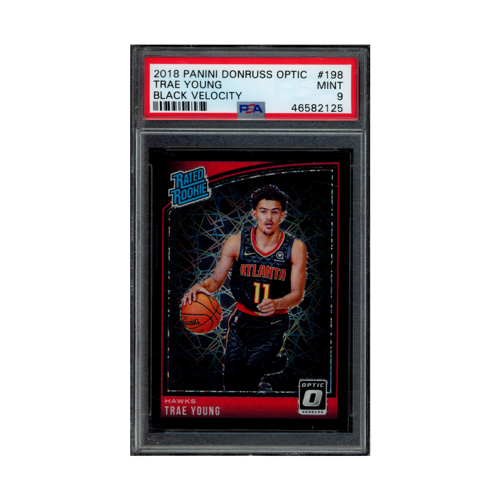 Trae Young 2018 Panini Donruss Optic Basketball Black Velocity /39 PSA 9