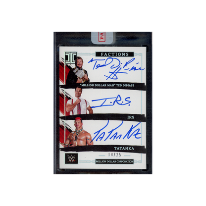Dibiase & Irs & Tatanka 2023 Panini Impeccable Factions Million Dollar Corporation Triple Auto /25