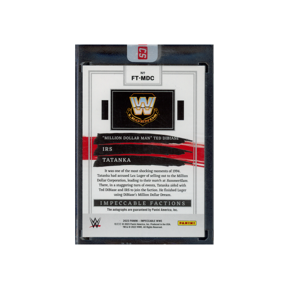 Dibiase & Irs & Tatanka 2023 Panini Impeccable Factions Million Dollar Corporation Triple Auto /25