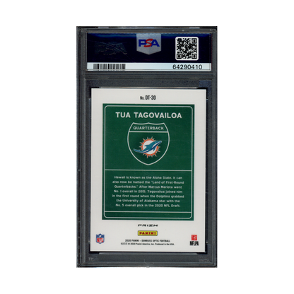Tua Tagovailoa 2020 Panini Donruss Optic Football Rookie Downtown PSA 9