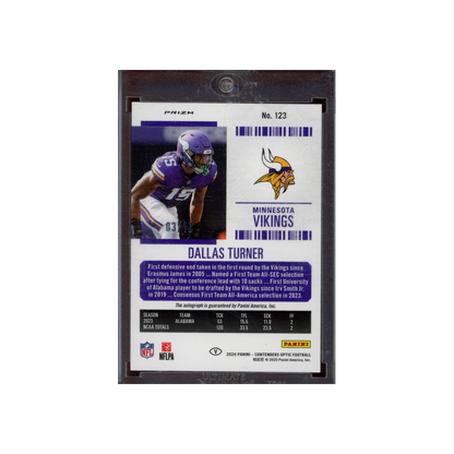 Dallas Turner 2024 Panini Contenders Optic Football Rookie Ticket Gold Variation /10