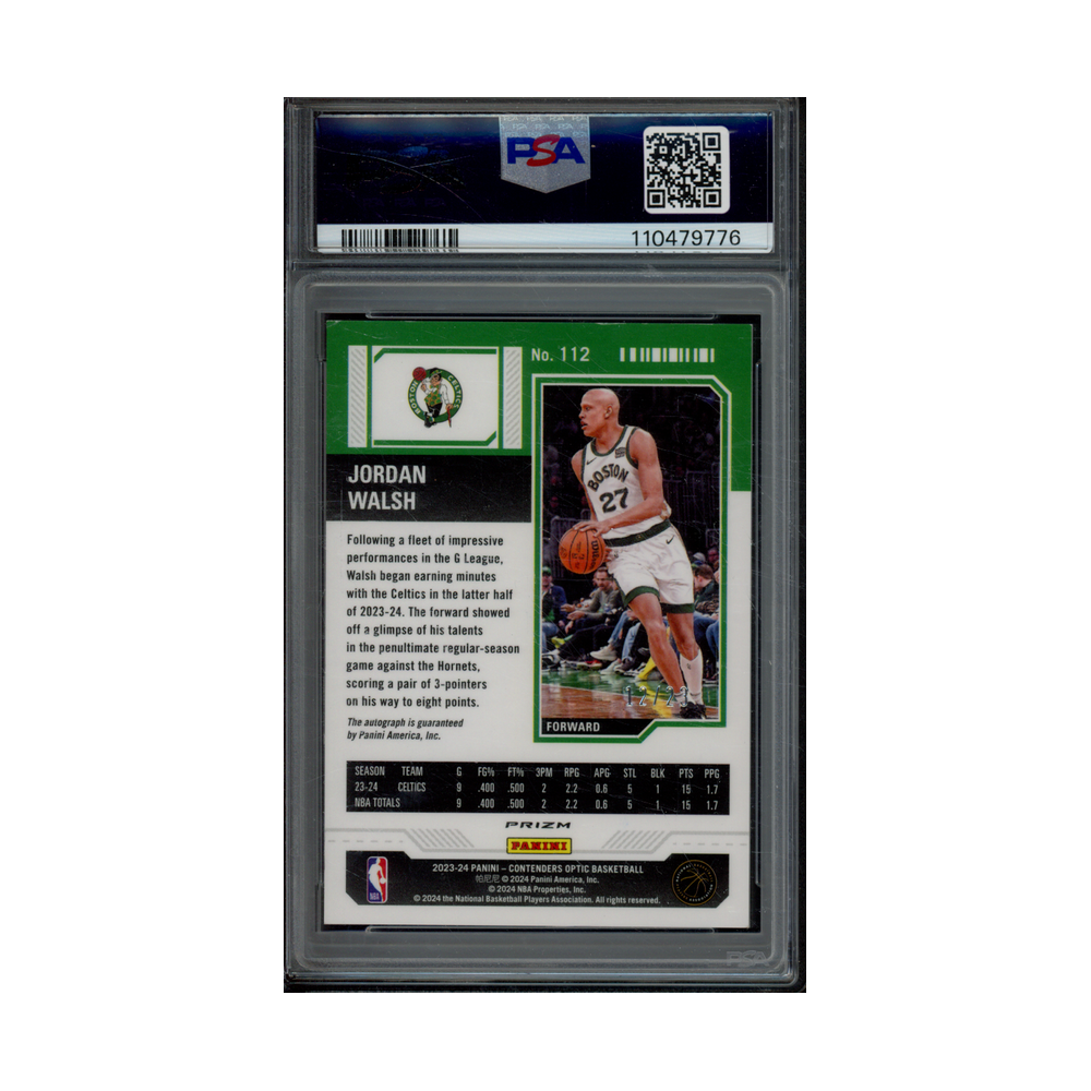 Jordan Walsh 2023 Panini Contenders Basketball Rookie Ticket Auto Cracked Ice /23 PSA 7/10