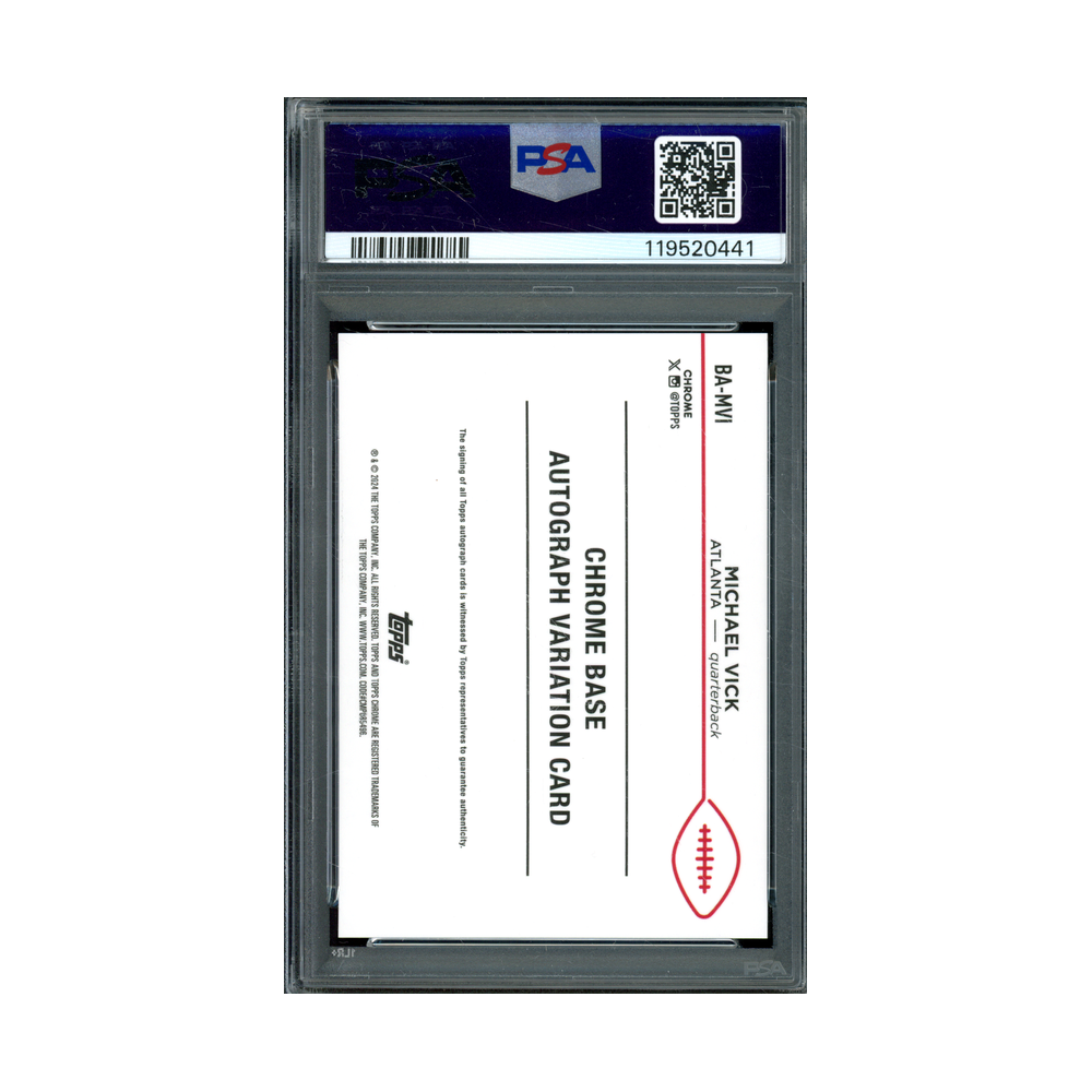 Michael Vick 2024 Topps Chrome Auto Variation Gold Geomatric /50 PSA 10