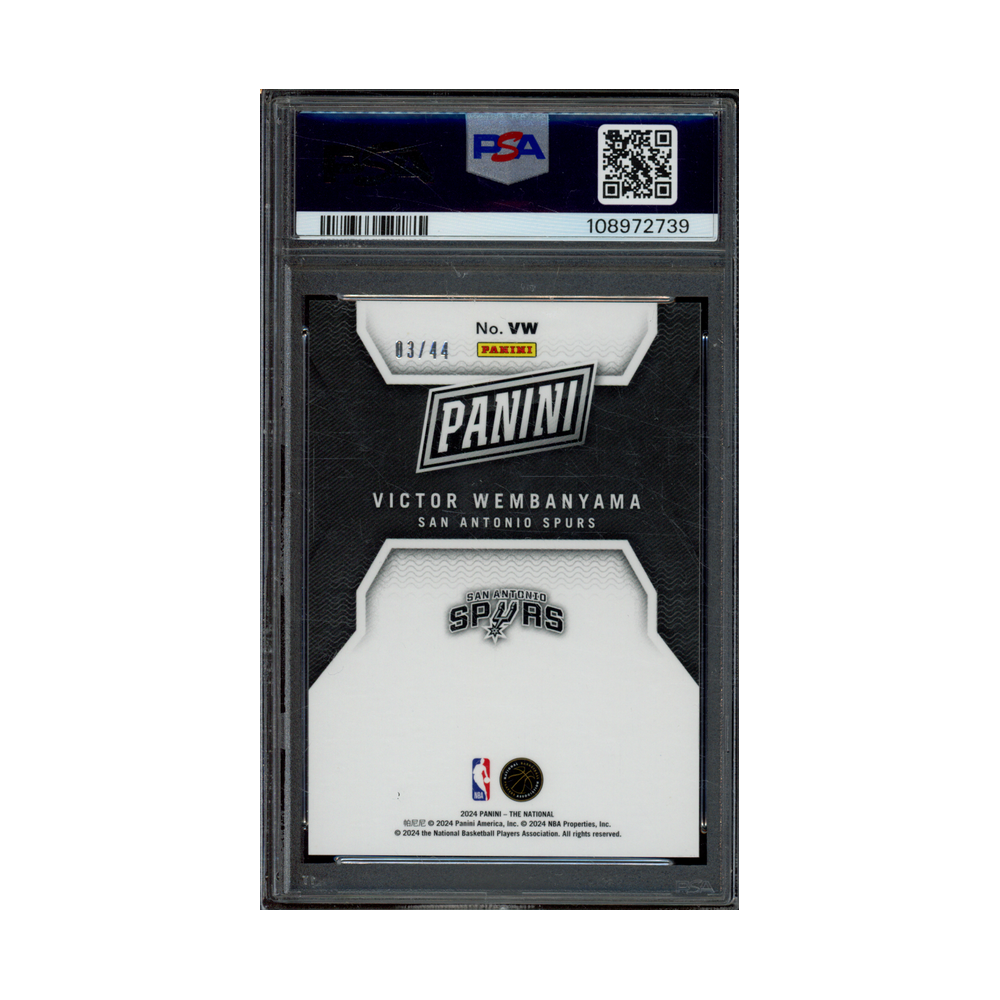 Victor Wembanyama 2024 Panini NSCC Silver Pack National Insert Holo Rookie /44 PSA 9