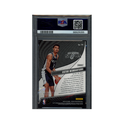 Victor Wembanyama 2023 Panini Revolution Basketball Rookie Revolution Sunburst /75 PSA 8