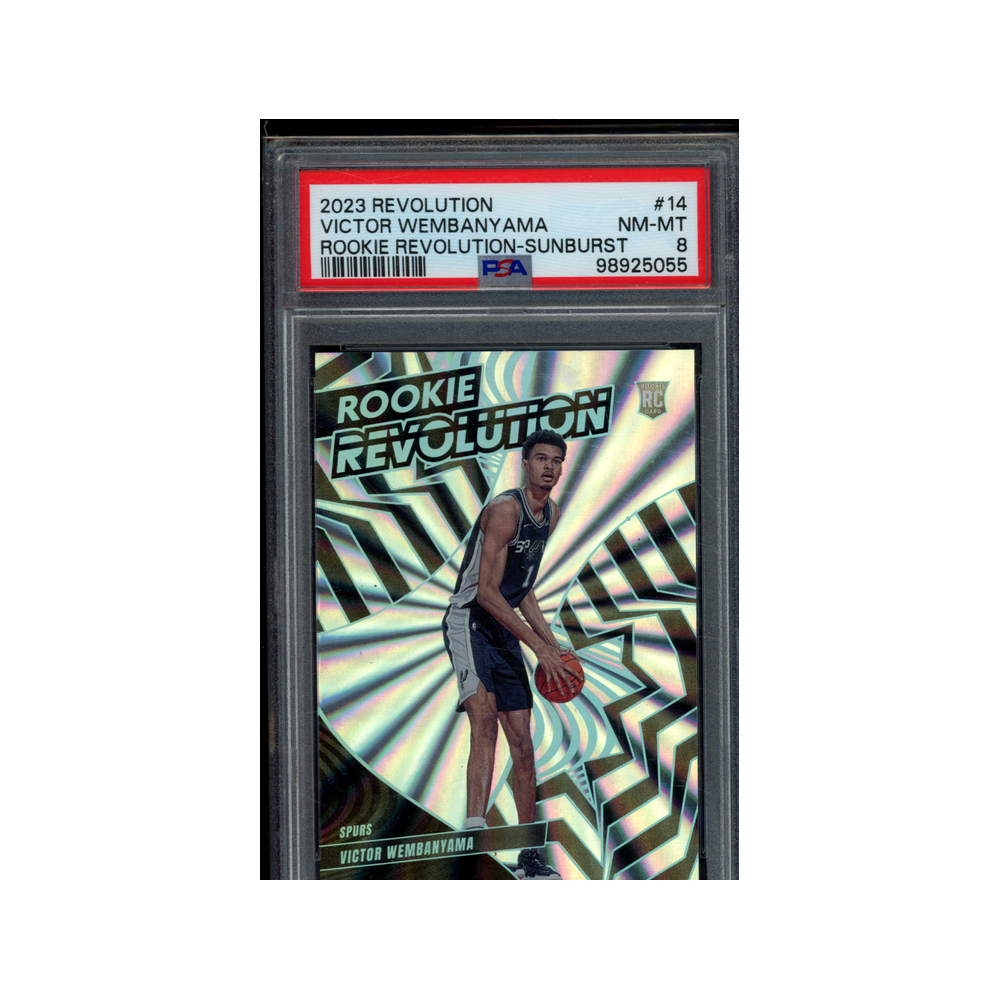 Victor Wembanyama 2023 Panini Revolution Basketball Rookie Revolution Sunburst /75 PSA 8