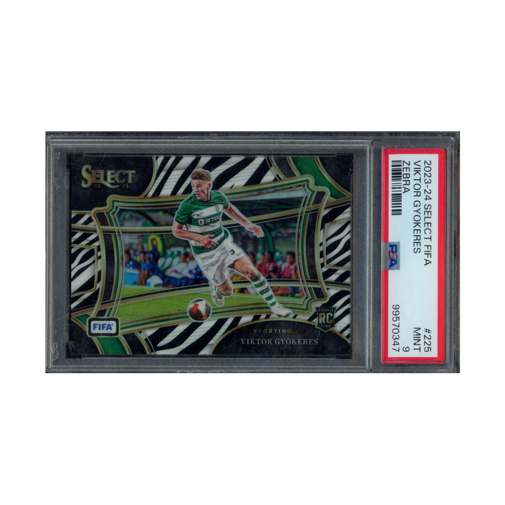 Viktor Gyokeres 2023-24 Panini Select Fifa Zebra /25 PSA 9