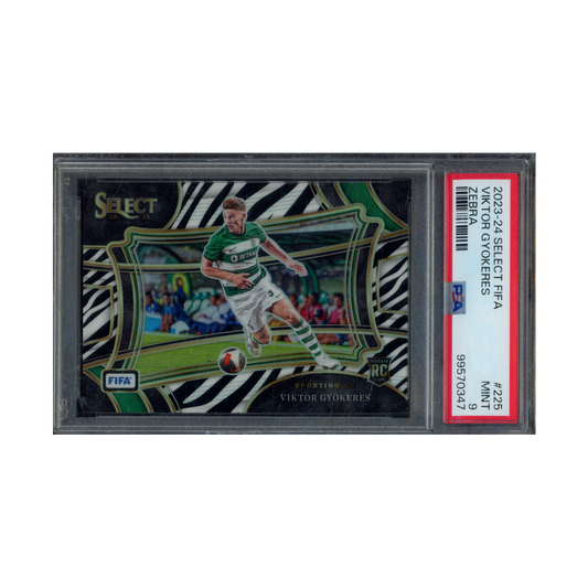 Viktor Gyokeres 2023-24 Panini Select Fifa Zebra /25 PSA 9
