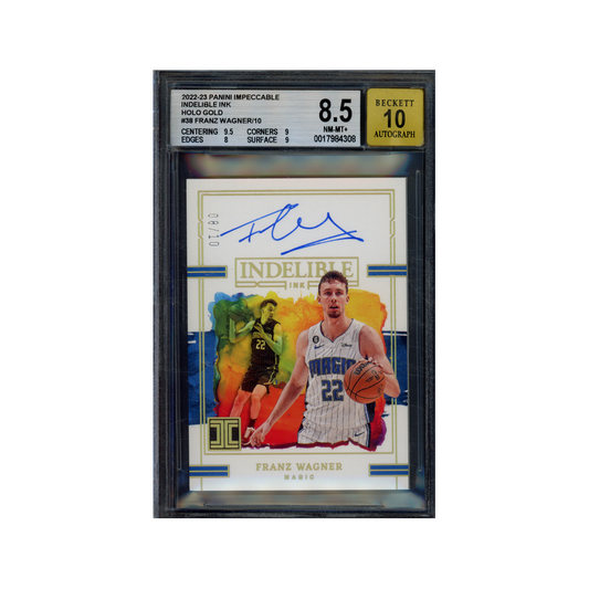 Franz Wagner 2022-23 Panini Impeccable Basketball Indelible Ink Holo Gold Auto /10 BGS 8.5/10