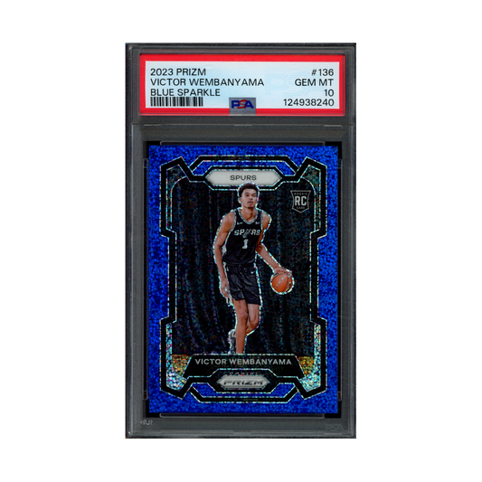 Victor Wembanyama 2023 Panini Prizm Basketball Blue Sparkle Prizm Rookie /144 PSA 10