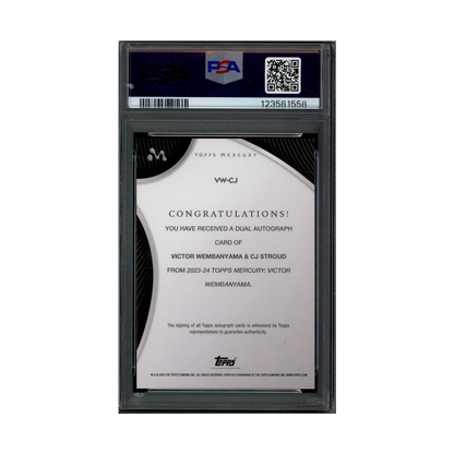 Victor Wembanyama / CJ Stroud 2023 Topps Mercury Rookie of the Year Dual Auto /10 PSA 9