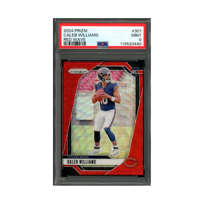 Caleb Williams 2024 Panini Prizm Football Red Wave Prizm Rookie /149 PSA 9