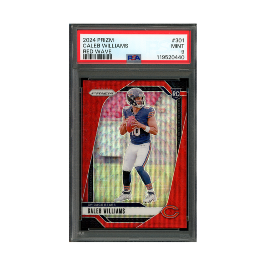 Caleb Williams 2024 Panini Prizm Football Red Wave Prizm Rookie /149 PSA 9