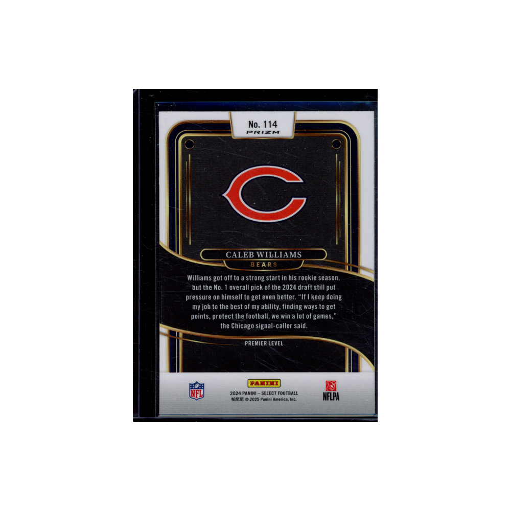 Caleb Williams 2024 Panini Select Football Yellow Green Shock