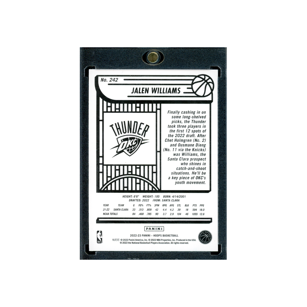 Jalen Williams 2022-23 Panini Hoops Basketball Artist Proof Rookie Gold  /10