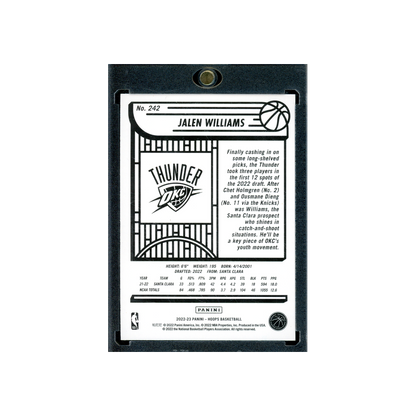 Jalen Williams 2022-23 Panini Hoops Basketball Artist Proof Rookie Gold  /10