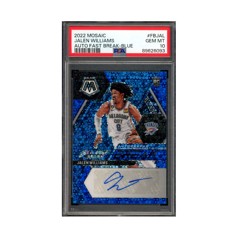 Jalen Williams 2022 Panini Mosaic Basketball Fast Break Blue Rookie Auto /25 PSA 10