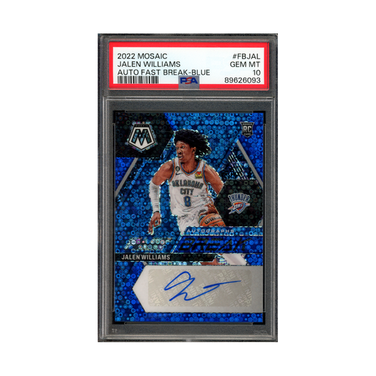 Jalen Williams 2022 Panini Mosaic Basketball Fast Break Blue Rookie Auto /25 PSA 10