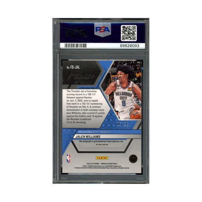 Jalen Williams 2022 Panini Mosaic Basketball Fast Break Blue Rookie Auto /25 PSA 10