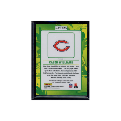 Caleb Williams 2024 Panini Donruss Optic Football First Year Fresh Rookie Patch