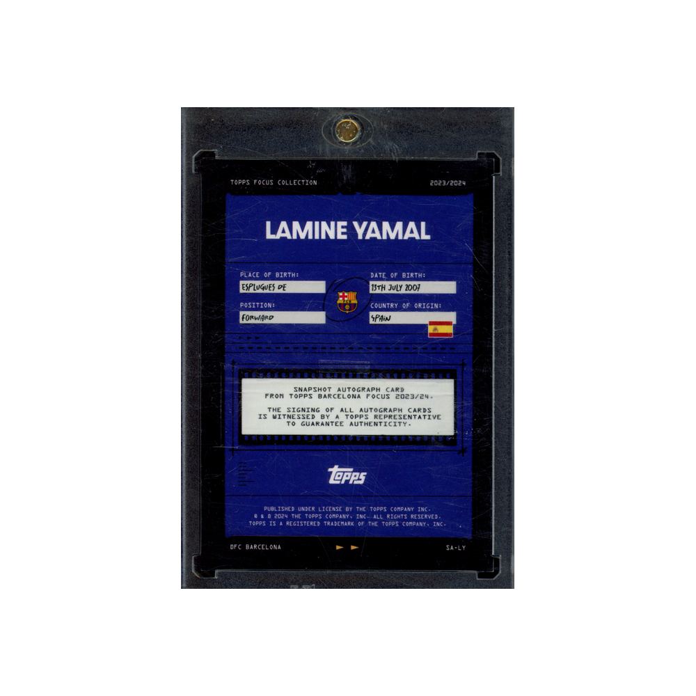 Lamine Yamal 2024 Topps Focus Rookie Auto Yellow /150