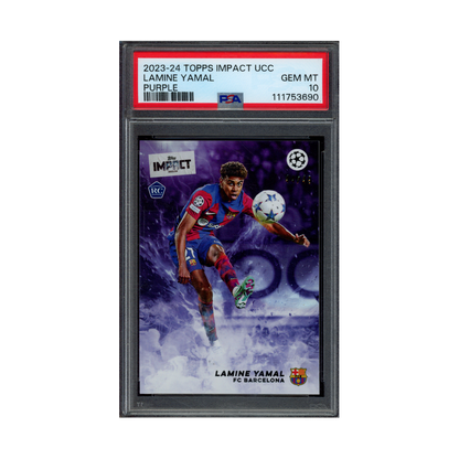 Lamine Yamal 2023-24 Topps Impact UCC Purple Rookie /49 PSA 10