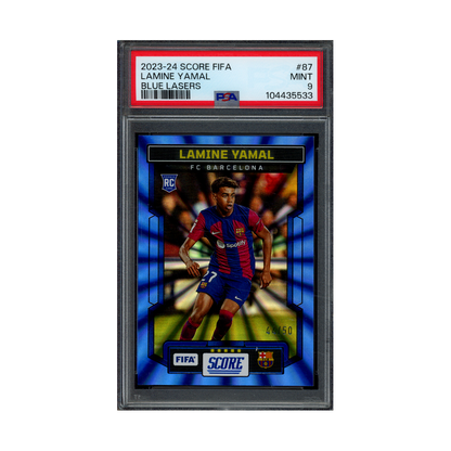 Lamine Yamal 2023-24 Panini Score Fifa Soccer Blue Lasers Rookie /50 PSA 9