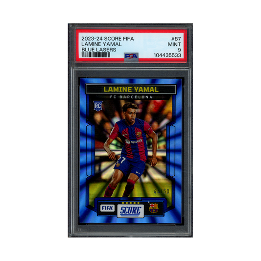 Lamine Yamal 2023-24 Panini Score Fifa Soccer Blue Lasers Rookie /50 PSA 9