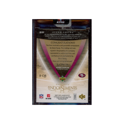 Steve Young 2007 Upper Deck NFL Exquisite Endorsements Auto /20