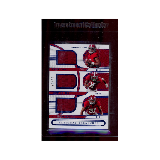 Young / Gibbs / Anderson Jr. 2023 Panini National Treasures Collegiate Football Patch /75