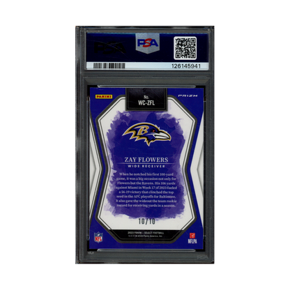 Zay Flowers 2023 Panini Select Football Watercolors Gold Prizm Rookie /10 PSA 9