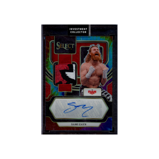 Sami Zayn 2024 Panini Select WWE Tie-Dye Patch Auto /25